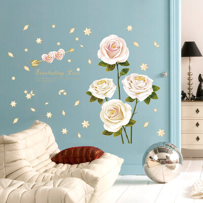 

1 Set White Rose PVC Vinyl Wall Stickers Detachable Home Decor DIY Mural Decals