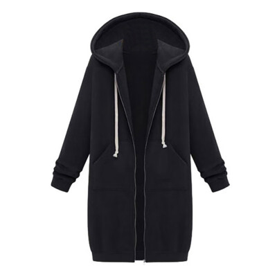 

Autumn Winter Women Casual Long Zipper Hooded Jacket Plus Size Hoodies Sweatshirt Vintage 3  Long Sleeve Outwear Hoody Coat