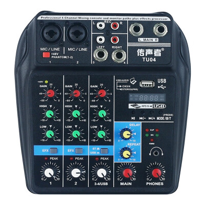 

chuanshengzhe TU04 Four-channel Power Amplifier Mixer Home USB Bluetooth Portable Reverb