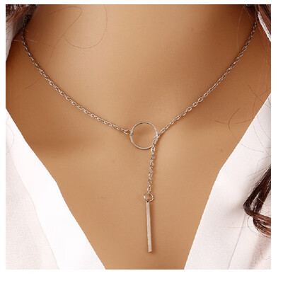 

HHYDE Fashion Temperament Metal Chain Necklace For Women Minimalist Simple Necklace Circle with Bar Long Necklace