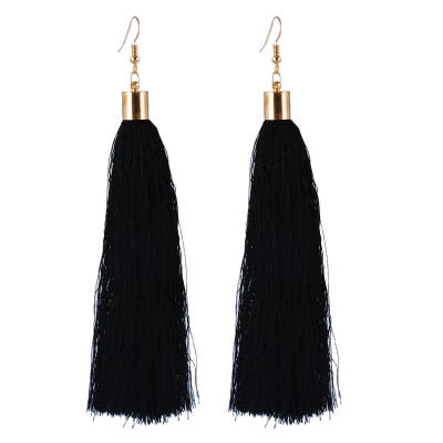 

Fashion Women Bohemian Style Long Tassel Dangle Hook Earrings