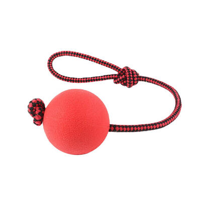 

Solid Rubber Ball Dog Bite Chew Play Toys Pet Balls Tug Toy wRope Handle