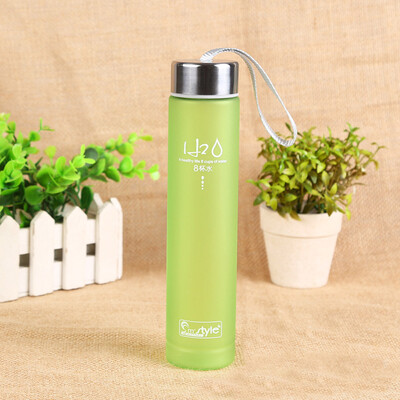 

Siaonvr Outdoor Camping Cup Creative Frosted Colorful Plastic Straight Bottle Blue