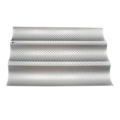 

Non-Stick Perforated French Bread Pan Baguette Mold Wave Baker Baking Tool