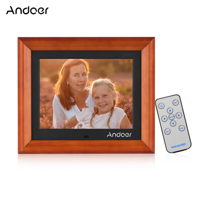 

Andoer 8 Inch Large Screen LED Digital Photo Frame Desktop Album 1280 800 HD Wooden Rim Supports Music Video Photo Clock Cal
