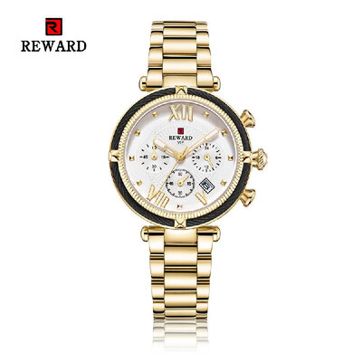 

REWARD Women Watches Feminine Waterproof Sport Quartz Watch Full Steel Chronograph Military Watch Women Girl Clock for Female