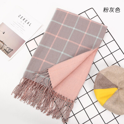 

Winter new imitation cashmere double plaid scarf ladies thick warm shawl dual-use scarf