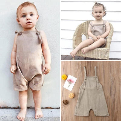 

2018 New Kids Baby Girl Boy Bib Short Pants Backless Romper Jumpsuit Outfits Clothes Set