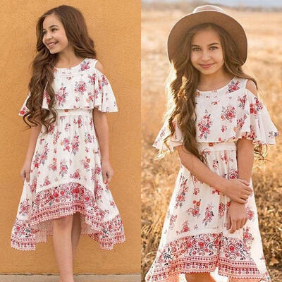 

Toddler Kid Baby Girl Floral Off Shoulder Party Pageant Dress Sundress