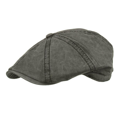 

Vintage Mens Washing Gatsby Cap 8 Panel Newsboy Flat Hat Anti-UV Organic Cotton