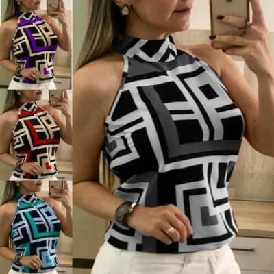 

Sexy Women Tight Slim Sleeveless Tank Vest Fitness Halter Blouse Crop Top Conve