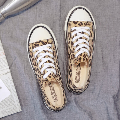 

Leopard print plus velvet canvas shoes womens shoes winter 2018 new Korean student shoes autumn&winter shoes net red cotton s