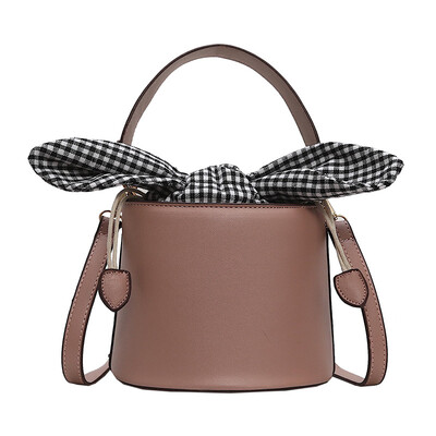 

New Spring&Summer Women Bucket Messenger Bag Girl PU Leather Fashion Shoulder Womens Small Cute Handbag Bow Crossbody Bag