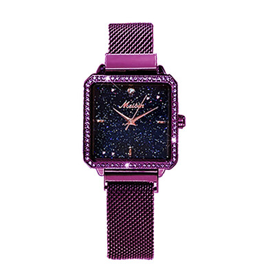 

Creative Women Watches Starry Sky Dial Ladies Luxury Square Quartz Wristwatch Alloy Strap Clock Casual Party Zegarki Damskie