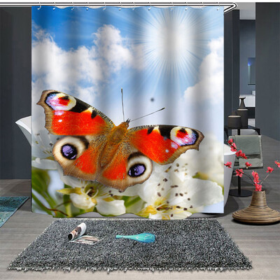 

Gobestart Popular Waterproof Shower Curtain With 12 Hooks Printed Bathroom 180x180cm