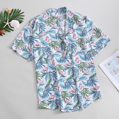 

Tailored Mens Multi Color Lump Chest Pocket Short Sleeve Round Hem Loose Shirts Blouse