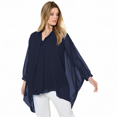 

Long-sleeved chiffon shirt womens large size loose tulle shirt womens