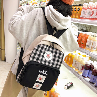 

Schoolbag Girl Korean version of high school students Chaobai campus simple inswind BF ancient feeling young girl Canvas Shoulder