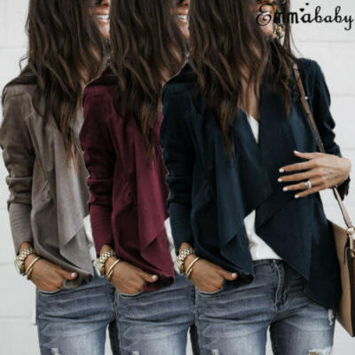 

Women Faux Suede Jacket Clothes Blazer Coat Cardigan Long Sleeve Ladies Wear