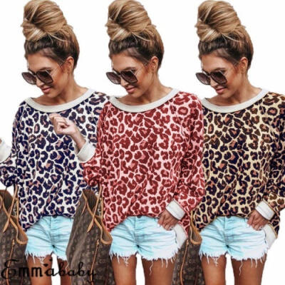 

Womens Long Sleeve Leopard Print T-Shirt Ladies Casual Tops Blouse Jumpers Hot Sale