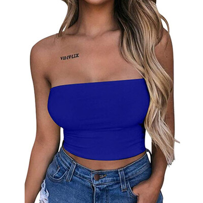 

Women Sexy Striped Crop Top Bustier Tube Crop Tank Top Cami Tops Vest Blouse