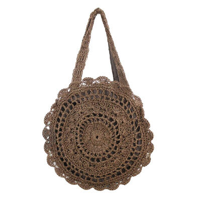 

Summer Beach Women Crotch Shoulder Handbags Round Woven Shopping Bags Totes
