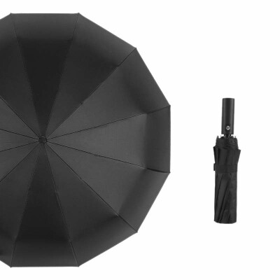 

LISM 12 bone tri-fold automatic umbrella no black glue strong wind resistance strengthen handle 17760