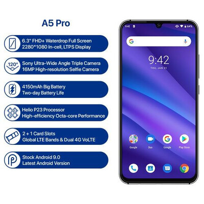 

UMIDIGI A5 PRO Android 90 Octa Core 63 Inch FHD 16MP Triple Camera 4150mAh 4GB RAM Celular Smartphone