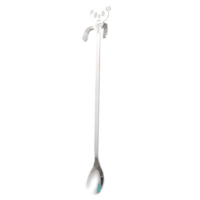 

Toponeto Cute Bear Spoon Long Handle Spoons Flatware Coffee Drinking Tools Kitchen BK