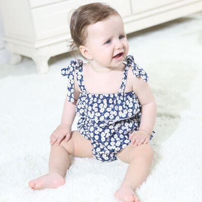 

Childrens Clothing Summer Infant Child Jumpsuit For Baby Girls Strapless Sling Floral Romper