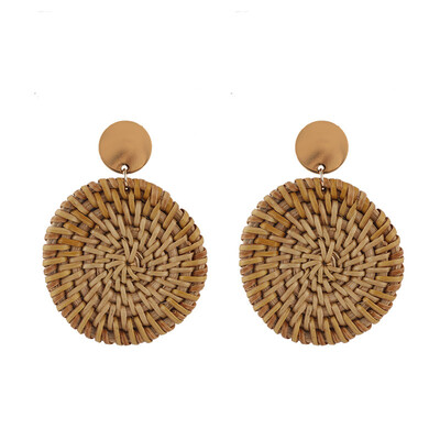 

Flashbuy Bohemian Round Statement Earrings Handmade Rattan Earrings for Women Braid Geometric Pendientes Girls Wholesale Jewelry
