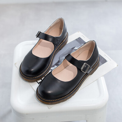 

College style literature art retro lovely round head shallow mouth big head shoes comfortable shoes Mary Jane shoes small