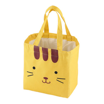 

guangxichuangshengxinfu Small Insulated Lunch Box Bags Insulated Cold Canvas Stripe Picnic Carry Case Thermal Portable Lunch Bag