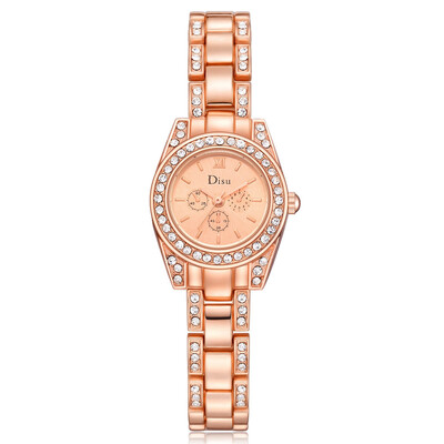 

DISU Womens Watches luxury Scale Disc Ladies Rhinestone Quartz Wristwatch Casual Bracelet Strap Clock Relojes Para Mujer
