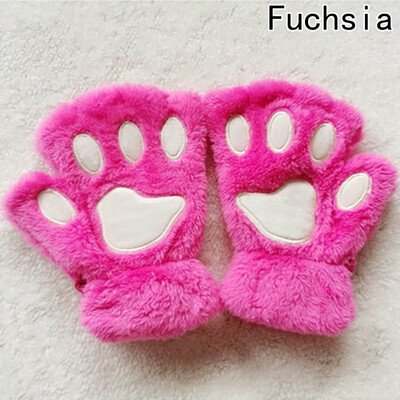 

Fluffy Bear Cat Plush Paw Claw Glove Novelty Soft Women Gloves Mittens