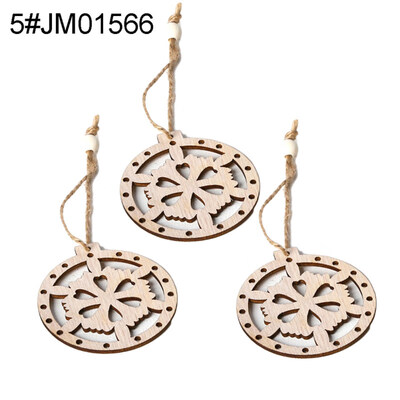 

3Pcs Retro Wooden Hollow Pendants with Rope DIY Crafts Christmas Tree Ornaments