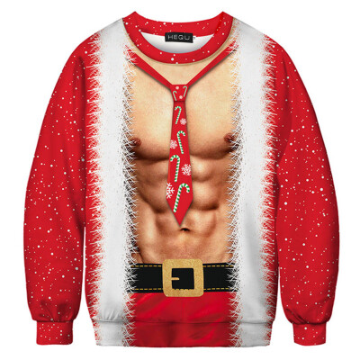 

Men Fashion Casual Christmas Funny 3D Muscle Printed Sweatshirt Long Sleeve Pullover Hoodie