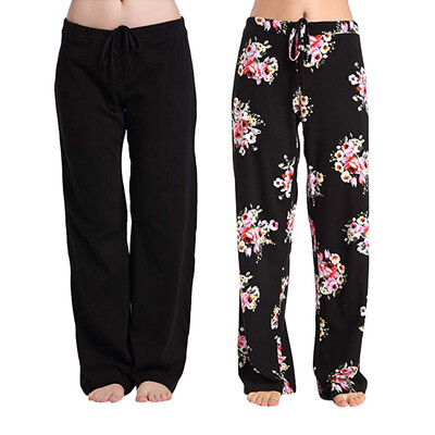 

Tailored Womens Casual Stretch Cotton Pajama Pants Simple Sport Yoga Trousers 2PC Pants