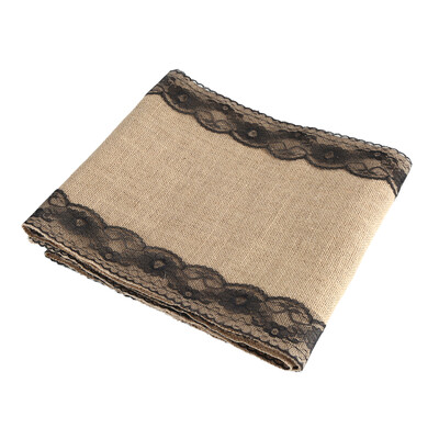 

Vintage Burlap Lace Tablecloth Table Runner Rustic Natural Wedding Party Decor Rustic Table RunnerBurlap Tablecloth