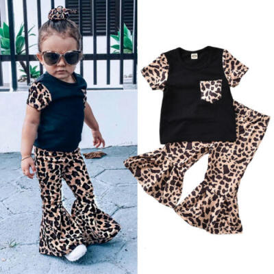 

AU 2pcs Toddler Kid Baby Girl Clothes T-shirt Top Leopard Print Pants Outfit Set