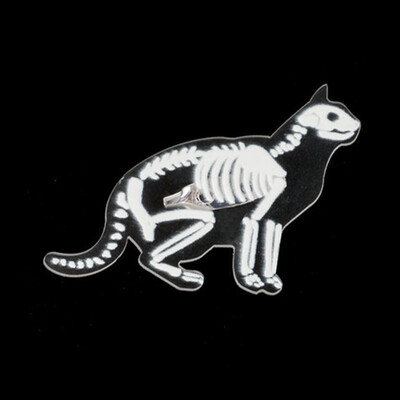 

1Pc Creative Transparent Acrylic Skeleton Brooches Pins Mouse Rabbit Penguin Bird Pig Cat Brooch