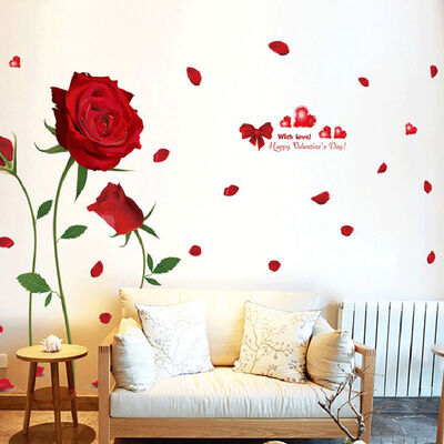 

Red Rose Wall Decal Mural Removable Flowers Stickers Vinyl Art DIY Home Decor