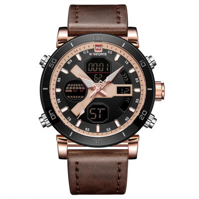 

NAVIFORCE 9132 Waterproof Sports Mens Quartz Wristwatch Watch With Leather Strap