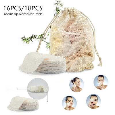 

1618pcs Bamboo Fiber Makeup Remover Tissues Reusable Women Cosmetic Wipes with Laundry Bag