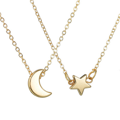 

Minimalism Heart Star Moon Necklace Round Hollow Choker Necklaces Korean Metal Gold Pendant Necklace For Women Couple Jewelry