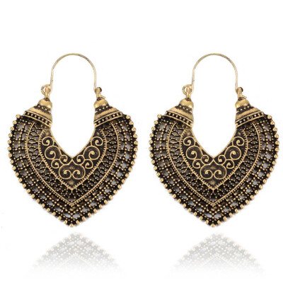

Hot Ethnic Jewelry Carving Hollow Gypsy Heart Earrings For Women