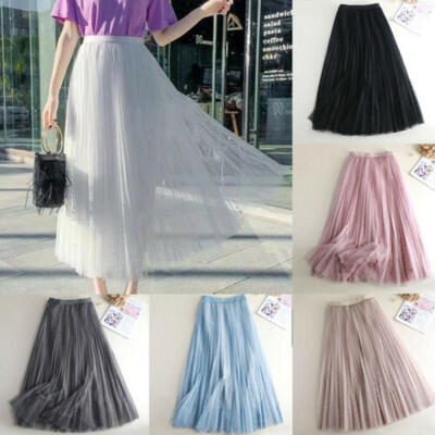 

New Women Princess Ballet Tulle Pleated Skirt Wedding Prom Beading Opaque Dress