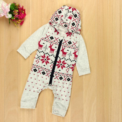 

Infant Baby Boy Girl Christmas Deer Clothes Hooded Romper Jumpsuit Outfits