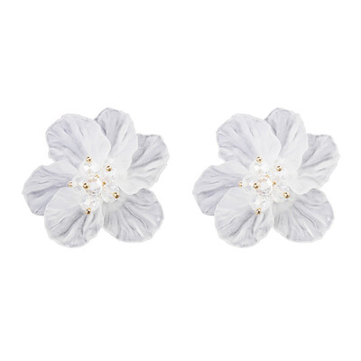 

Fairy White Transparent Flower Earrings Personalized Elegant Earring All-match Brief Earring Stud Female
