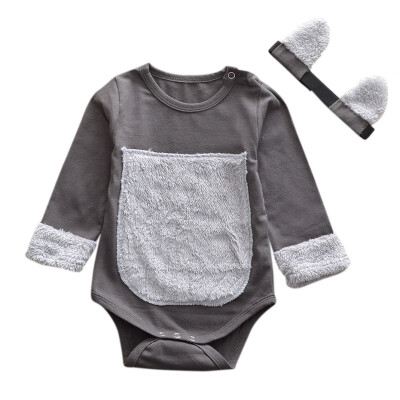 

Hot 2018 New Autumn Baby Cute Clothing Sets Newborn Girl Long Sleeve Romper Headband Costume